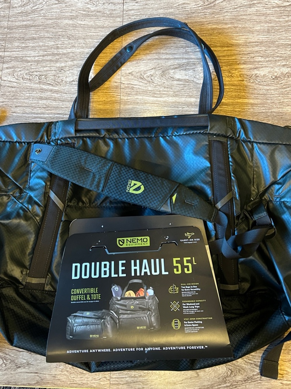 NEMO Double Haul 3-in-1, 55L Convertible duffle-tote-backpack, Black
